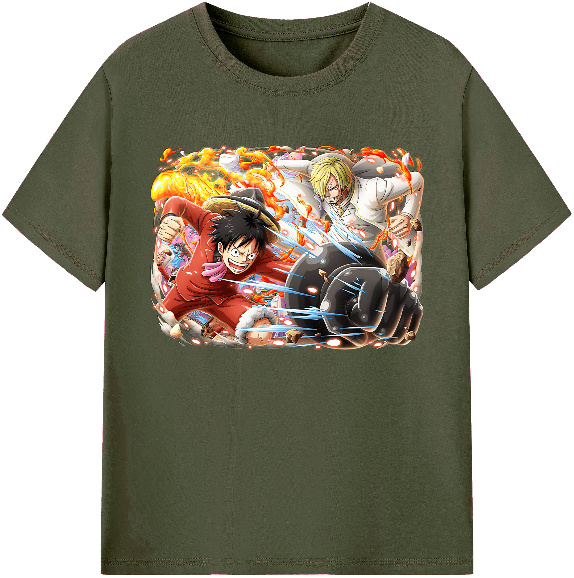 ワンピース モンキー・D・ルフィ ONE PIECE Monkey D. Luffy 綿100％ メンズ半袖Tシャツ｜肌触りやわらか＆通気性